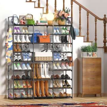 Kottwca 9-Tier Metal Shoe Rack Organizer for 50-55 Pairs - Space Saving Shoe Storage Shelf for Entry...