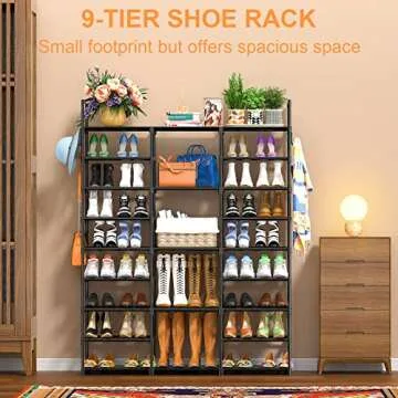 Kottwca 9-Tier Metal Shoe Rack Organizer for 50-55 Pairs - Space Saving Shoe Storage Shelf for Entryway, Closet, Bedroom, Hallway