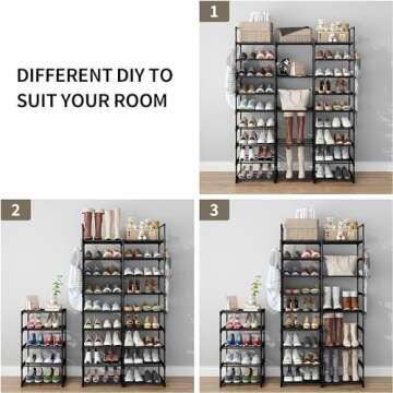 Kottwca 9-Tier Metal Shoe Rack Organizer for 50-55 Pairs - Space Saving Shoe Storage Shelf for Entryway, Closet, Bedroom, Hallway
