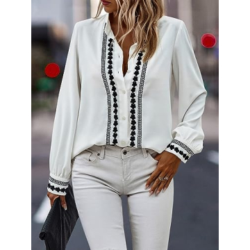 Theenkoln Lace Button Blouse for Women - Stylish Office Wear