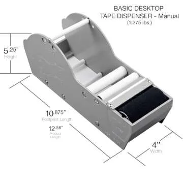 BrandingTape® Water Activated Tape Dispenser, Simple and Easy to use Desktop Packing Tape Dispenser for Secure Shipping, Storage or Packaging Needs. Light Grey Color.