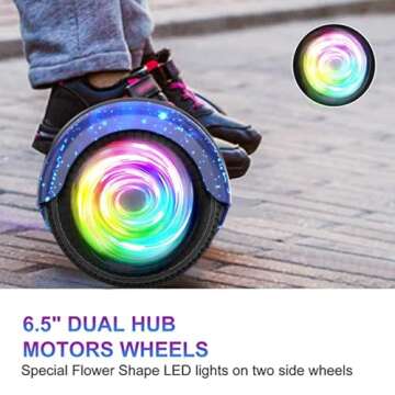 SISIGAD Hoverboard for Kids Ages 6-12, with Built-in Bluetooth Speaker and 6.5" Colorful Lights Wheels, Safety Certified Self Balancing Scooter Gift for Kids