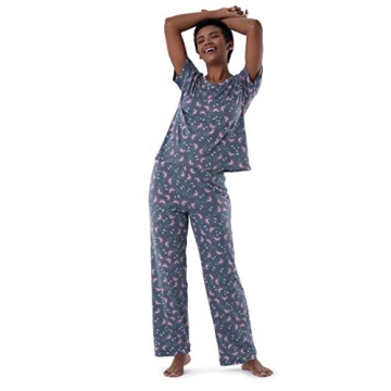Floral Short Sleeve Tee & Pant Pajama Set for Women