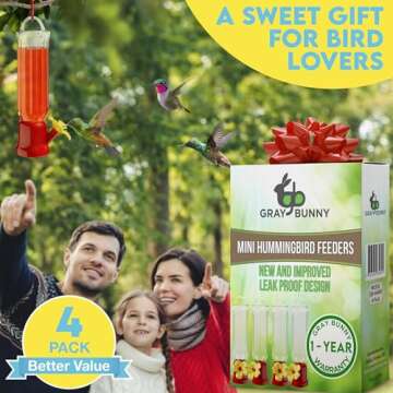 Gray Bunny Hummingbird Feeders 4 Pack Leak-Proof