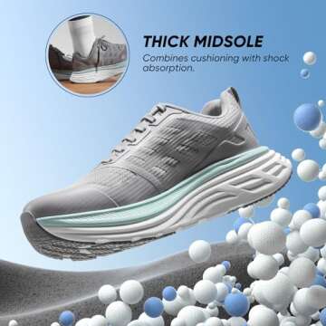 NORTIV 8 Women's Walking Shoes Cushion Running Tennis Shoes ActiveFloat Non-Slip Comfortable Breatha...