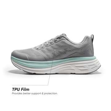 NORTIV 8 Women's Walking Shoes Cushion Running Tennis Shoes ActiveFloat Non-Slip Comfortable Breathable Workout Gym Sports Athletic Fashion Sneakers,Size 9.5,Grey,SNWS245W