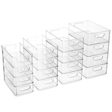 Munfix 16-Piece Organizer Bins Stackable for Storage Solutions