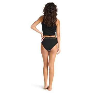 Modibodi Sensual Hi-Waist Bikini - Heavy Overnight Absorbency Period Protection Underwear for Women Menstrual Panties Black - 10/S