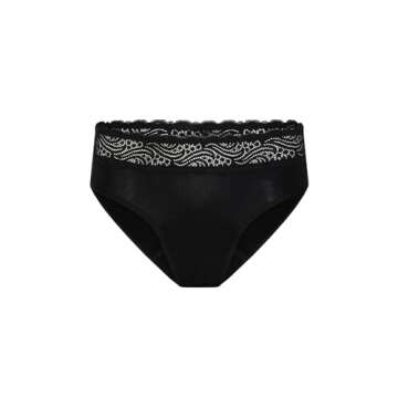 Modibodi Sensual Hi-Waist Bikini - Heavy Overnight Absorbency Period Protection Underwear for Women Menstrual Panties Black - 10/S