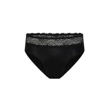 Modibodi Sensual Hi-Waist Bikini - Heavy Overnight Absorbency Period Protection Underwear for Women Menstrual Panties Black - 10/S