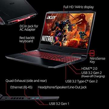 acer Nitro 5 Gaming Laptop 15.6"" FHD 144Hz, Intel Core i5-10300H(up to 4.5GHz), GeForce RTX 3050, 1...