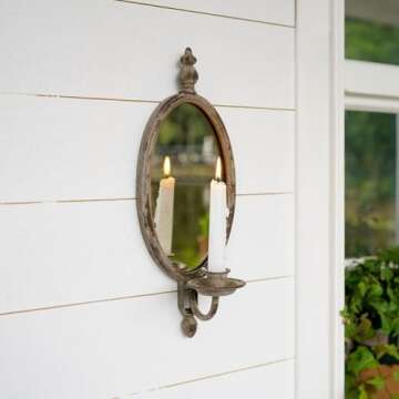 SOFFEE DESIGN Antique Metal Candle Sconces - Vintage Wall Mounted Holders