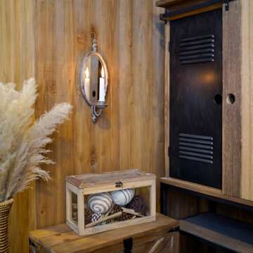 Antique Metal Candle Sconces with Oval Mirror - SOFFEE DESIGN