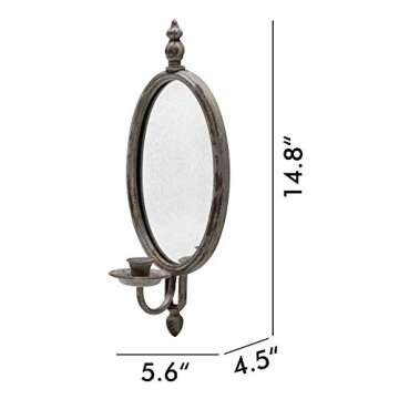 Antique Metal Candle Sconces with Oval Mirror - SOFFEE DESIGN