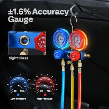 VIVOHOME Efficient Vacuum Pump & Manifold Gauge Kit