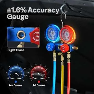 VIVOHOME Efficient Vacuum Pump & Manifold Gauge Kit