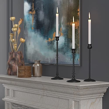 Matte Black Taper Candlestick Holders Set of 3 - Metal Taper Candle Holders for Candlesticks, Candlestick Holders for Taper Candles, Decorative Candle Stick Holders for Taper Candles