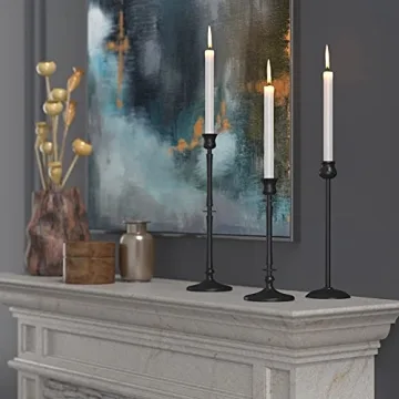 Matte Black Taper Candlestick Holders Set of 3 - Metal Taper Candle Holders for Candlesticks, Candlestick Holders for Taper Candles, Decorative Candle Stick Holders for Taper Candles