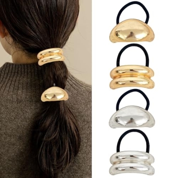 Stylish Metal Ponytails Hair Cuffs - 4PCS Elegant Hair Ties Set for Women