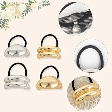 Stylish Metal Ponytail Cuffs - 4PCS Set in Gold & Silver