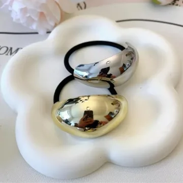 Stylish Metal Ponytail Cuffs - 4PCS Set in Gold & Silver