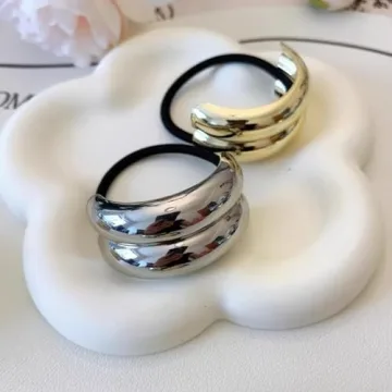 Stylish Metal Ponytail Cuffs - 4PCS Set in Gold & Silver