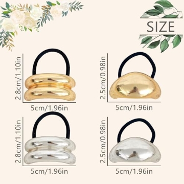 Stylish Metal Ponytail Cuffs - 4PCS Set in Gold & Silver