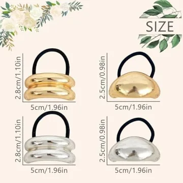 Stylish Metal Ponytail Cuffs - 4PCS Set in Gold & Silver
