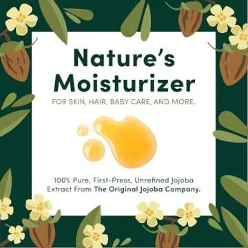 HobaCare 100% Pure, Unrefined Jojoba Oil - Multi-Use Natural Treatment for Skin, Hair & Nails (8.45 ...