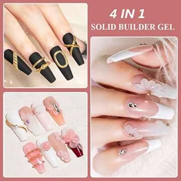 MIZHSE Solid Builder Gel, Nail Sculpture Gel Non-Sticky 4 Colors Nude Clear White Pink Hard Builder Gel Nails UV LED Nail Extension Gel For Nail Salon Home Manicure