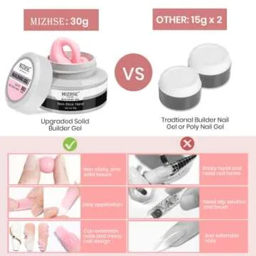 MIZHSE Solid Builder Gel, Nail Sculpture Gel Non-Sticky 4 Colors Nude Clear White Pink Hard Builder Gel Nails UV LED Nail Extension Gel For Nail Salon Home Manicure