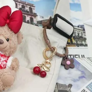 Ronglry Cherry Bag Charm Keychain for Women - Cute Gift