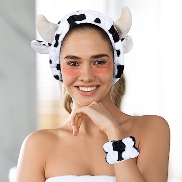 Miroksh Cow Print Face Wash Headband & Wristbands