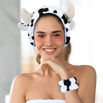 Miroksh Cow Print Face Wash Headband & Wristbands