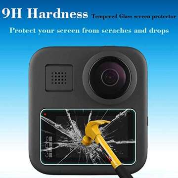 ULBTER GoPro MAX Screen Protector & Mini Case 9H Hardness