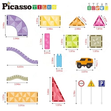 PicassoTiles 60pc Magnetic Race Track Set for Kids