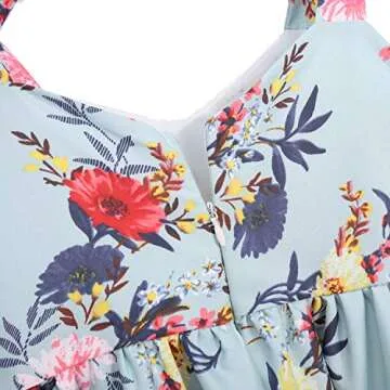 PopReal Mommy and Me Floral Printed Dresses Shoulder Straps Bowknot Chiffon Sleeveless Matching Outfits
