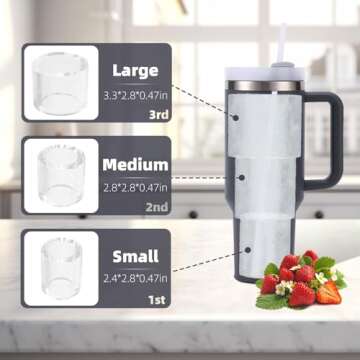 Fu Store Ice Cube Tray for Tumbler Cup 30-40 oz Tumbler 3pcs Silicone Ice Cube Molds With Lid and Bi...