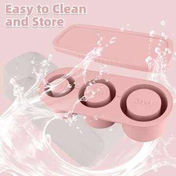 Fu Store Ice Cube Tray for Tumbler Cup 30-40 oz Tumbler 3pcs Silicone Ice Cube Molds With Lid and Bin for Chilling Cocktails Whiskey Drinks Juice Coffee Easy Fill and Release Ice Maker (Pink，40 oz)
