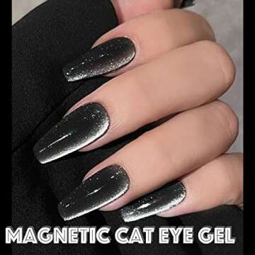 AHAMIOU Cat Eye Gel Polish Set - Holographic Nail Art Kit with Magnet Stick