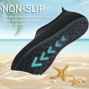 ANLUKE Water Shoes Barefoot Aqua Yoga Socks Quick-Dry Beach Swim Surf Shoes for Women Men Black/Solid 42/43