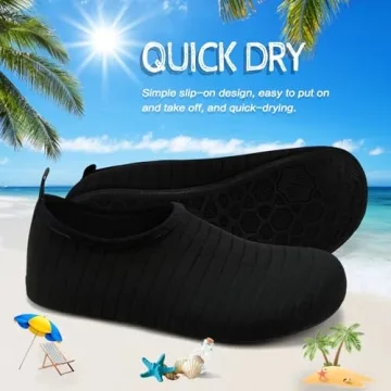 ANLUKE Water Shoes Barefoot Aqua Yoga Socks Quick-Dry Beach Swim Surf Shoes for Women Men Black/Solid 42/43