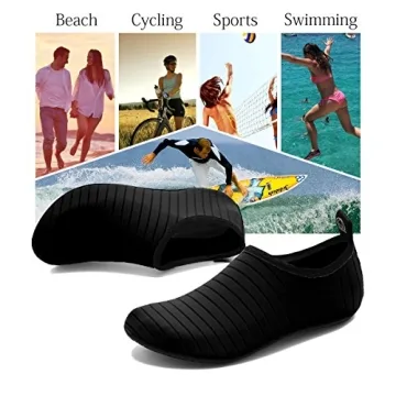 ANLUKE Water Shoes Barefoot Aqua Yoga Socks Quick-Dry Beach Swim Surf Shoes for Women Men Black/Solid 42/43