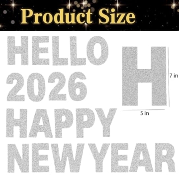 Happy New Year Banner 2026 New Years Decorations, Silver Glitter Hello 2026 Happy New Year Sign, New...