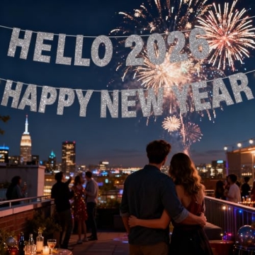 Happy New Year Banner 2026 Glitter Decoration for Parties