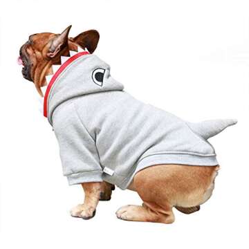 iChoue I am a French Bulldog Shark Dog Costumes Clothes Sweater Cute Funny for Small Dogs Cold Weath...