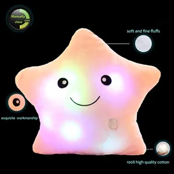 sofipal Creative Twinkle Star Shaped Plush Pillow, LED Night Light Glowing Cushions Stuffed Toys Gifts for Kids, Decoration (Pink)
