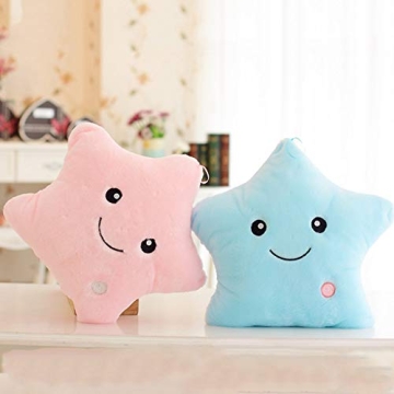 sofipal Creative Twinkle Star Shaped Plush Pillow, LED Night Light Glowing Cushions Stuffed Toys Gifts for Kids, Decoration (Pink)