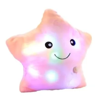 sofipal Creative Twinkle Star Shaped Plush Pillow, LED Night Light Glowing Cushions Stuffed Toys Gifts for Kids, Decoration (Pink)