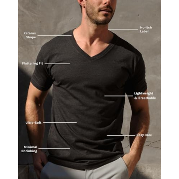 INTO THE AM V Neck T-Shirts for Men 3 Pack Comfort